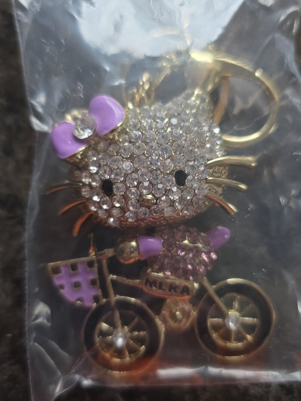 Hello Kitty Rhinestone & Enamel Bicycle Keychain or purse charm. - Picture 2 of 2